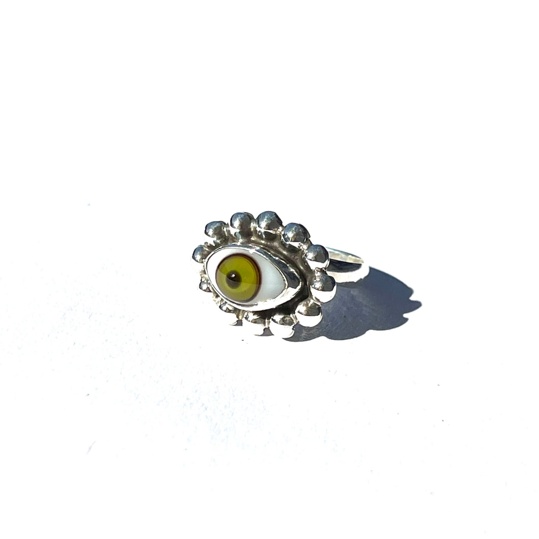 Anillo Eye Ragetti (green) ajustable